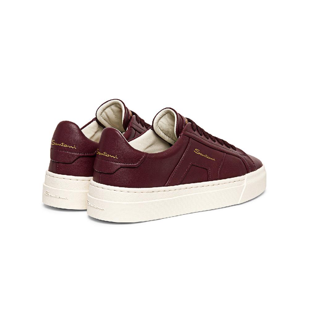 Santoni Double buckle sneaker da donna in pelle bordeaux Hotsell