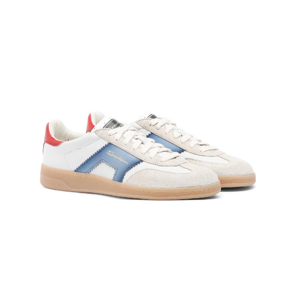 Santoni DBS Oly sneaker da donna in pelle e suede bianco blu e rosso In Saldo