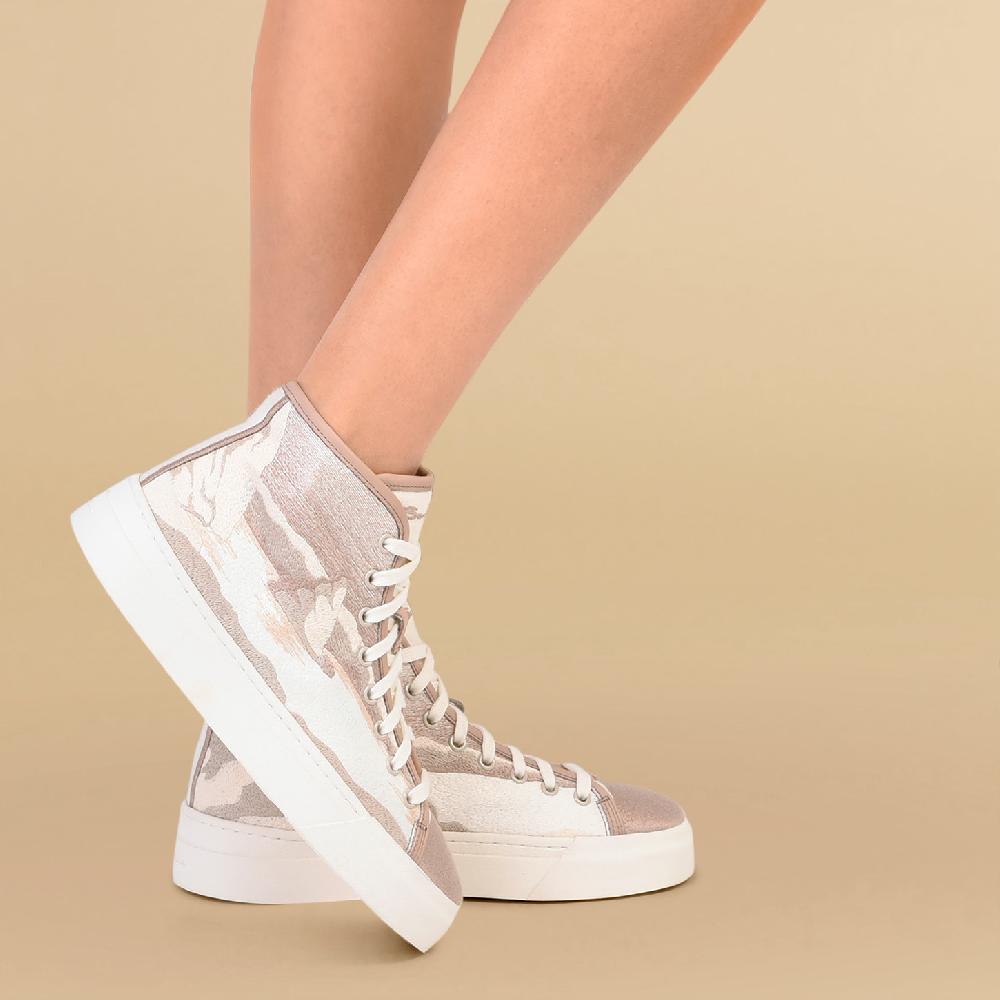 Santoni Sneaker da donna in tessuto beige Nuova