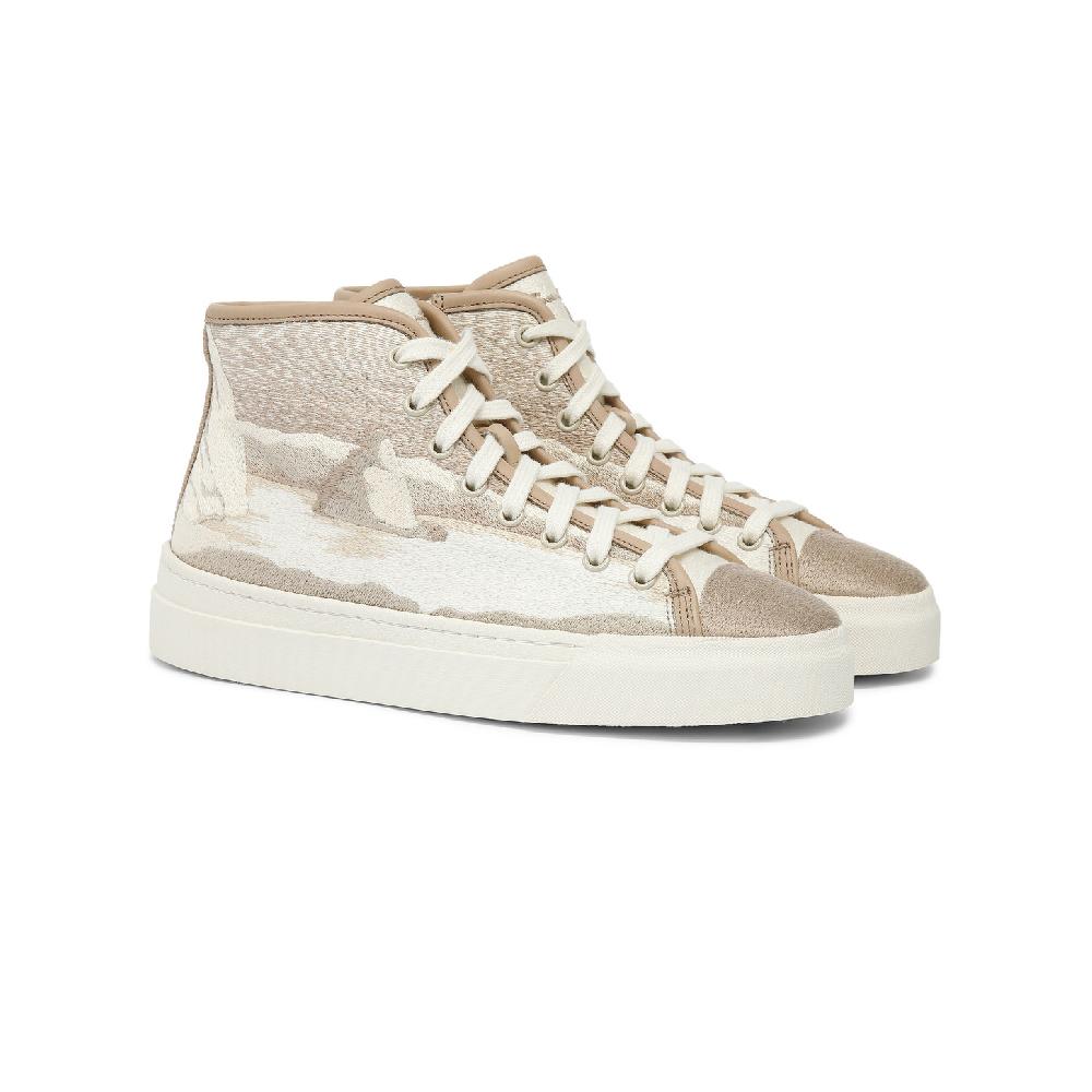 Santoni Sneaker da donna in tessuto beige Nuova