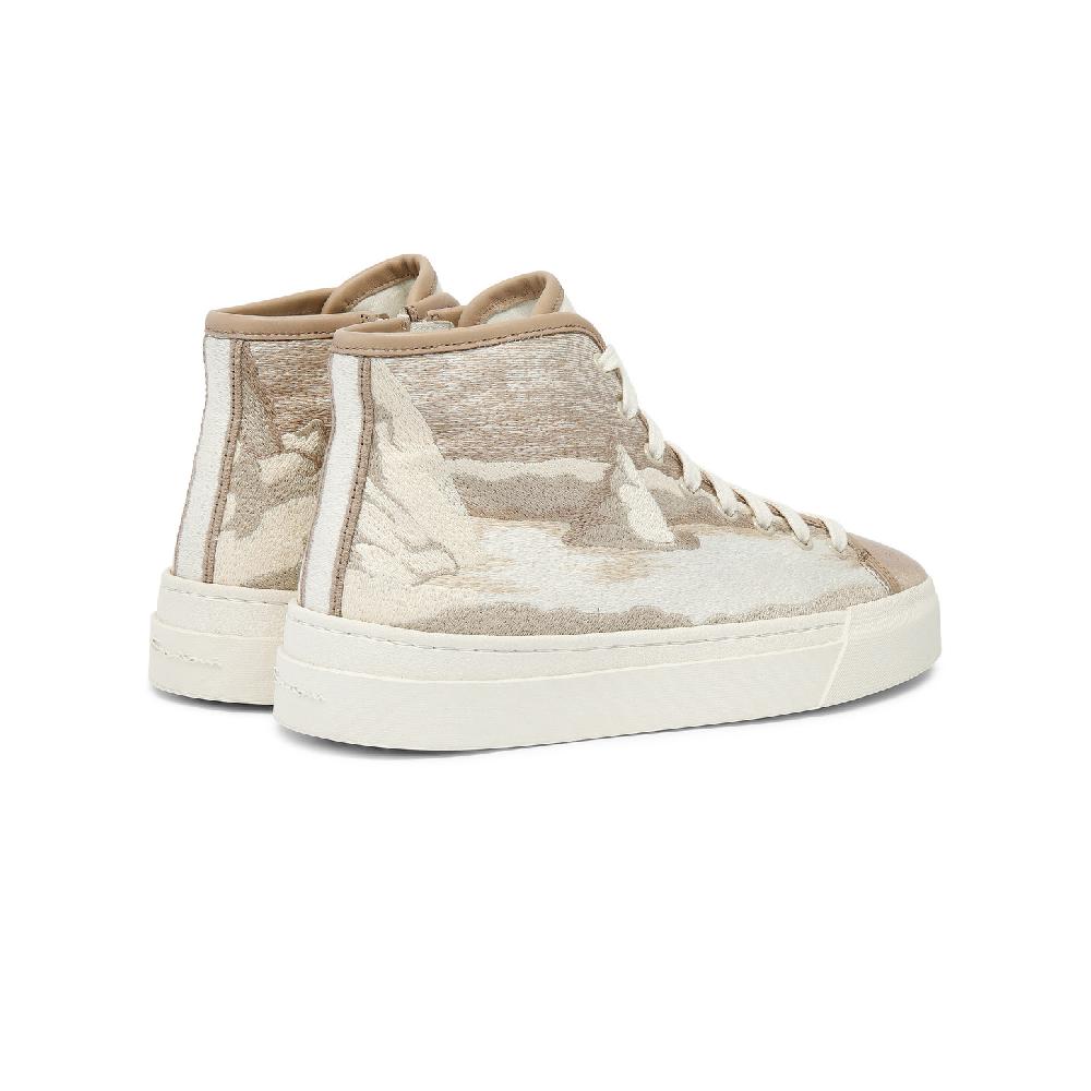 Santoni Sneaker da donna in tessuto beige Nuova