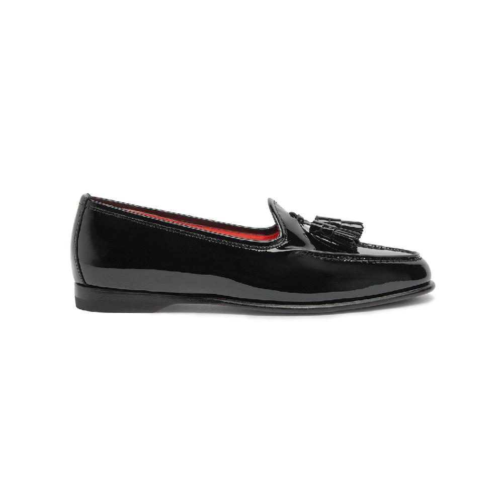 Santoni Mocassino Andrea con nappe da donna in vernice nera 2025