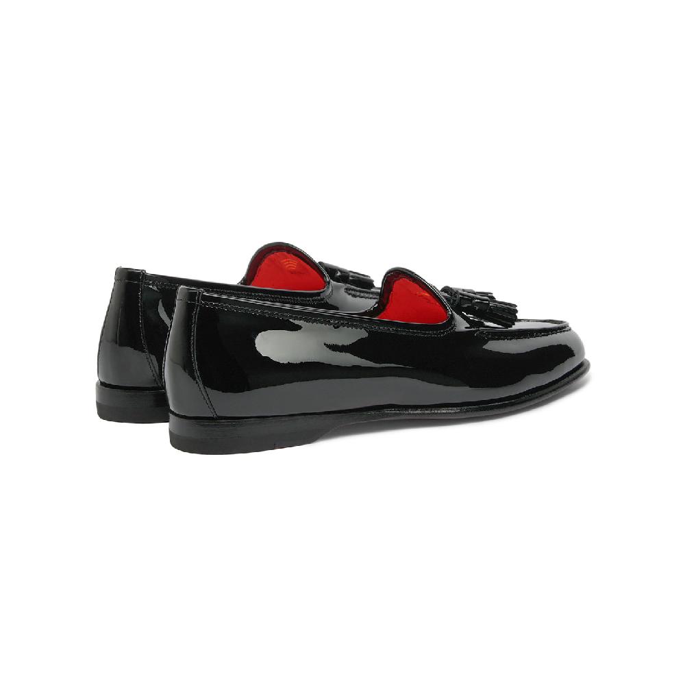 Santoni Mocassino Andrea con nappe da donna in vernice nera 2025