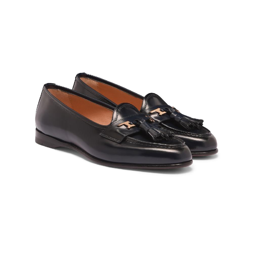 Santoni Mocassino Andrea con nappe da donna in pelle blu Qualità