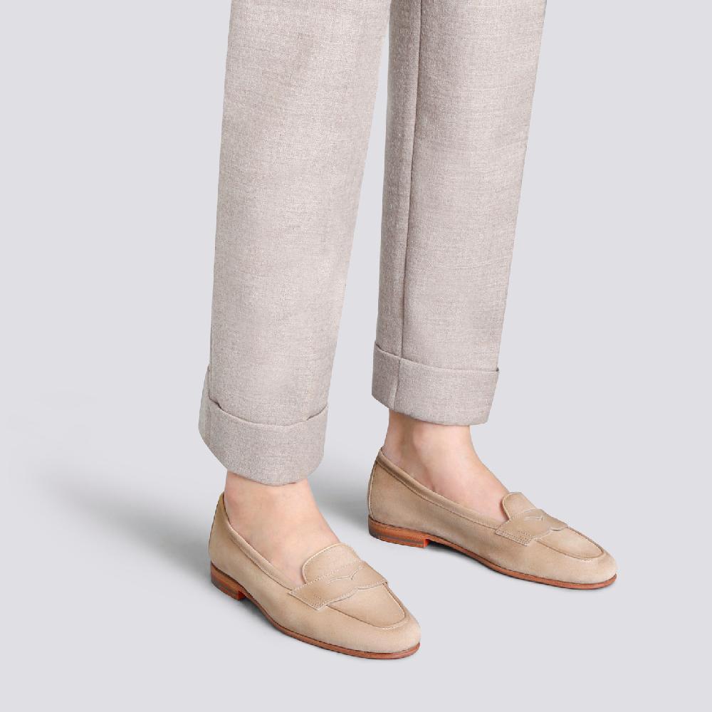 Santoni Mocassino Carla da donna in suede beige Vendita