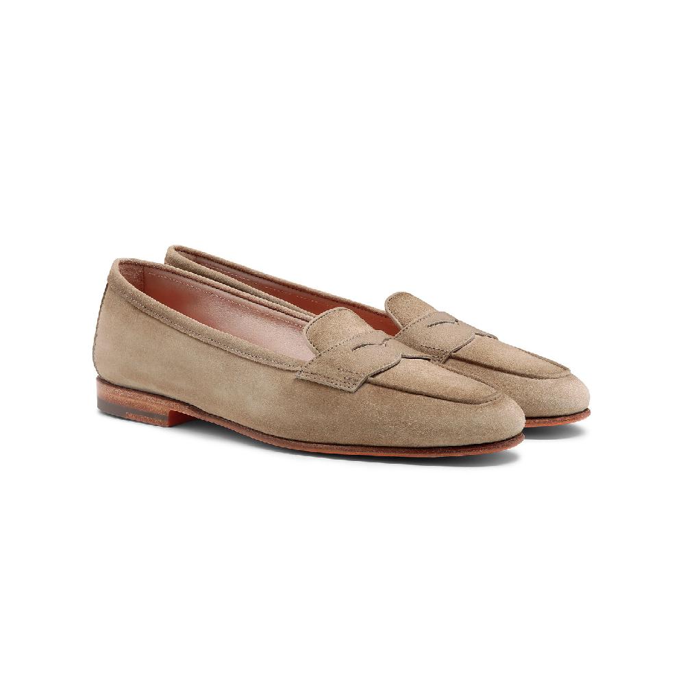 Santoni Mocassino Carla da donna in suede beige Vendita
