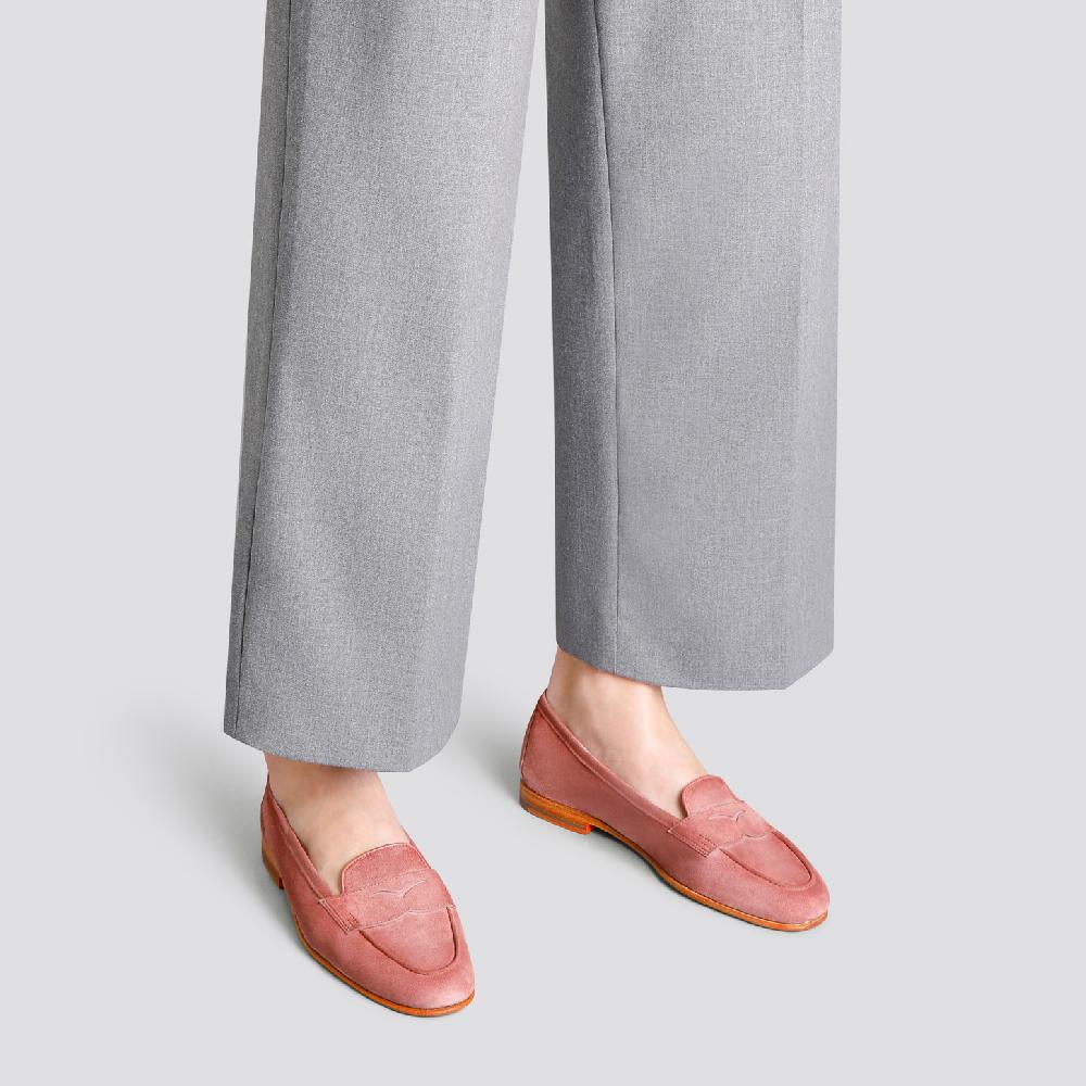 Santoni Mocassino Carla da donna in suede rosa Promozione