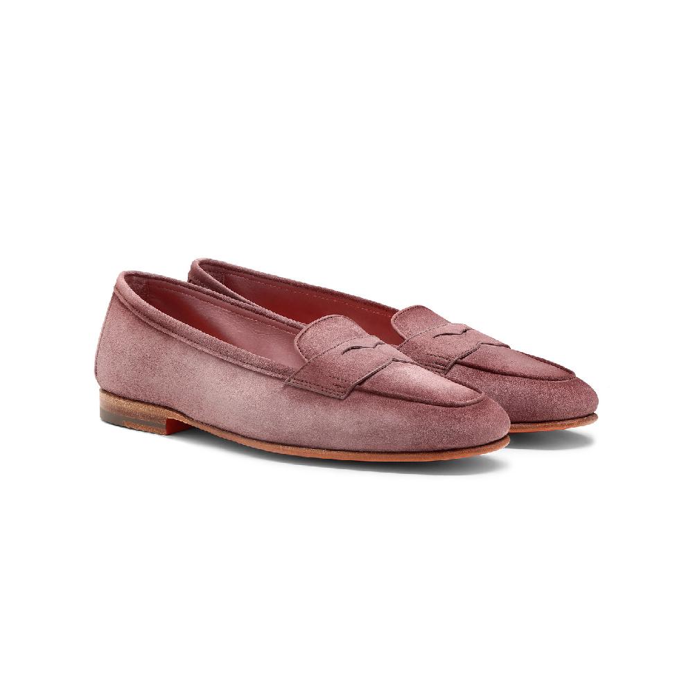 Santoni Mocassino Carla da donna in suede rosa Promozione