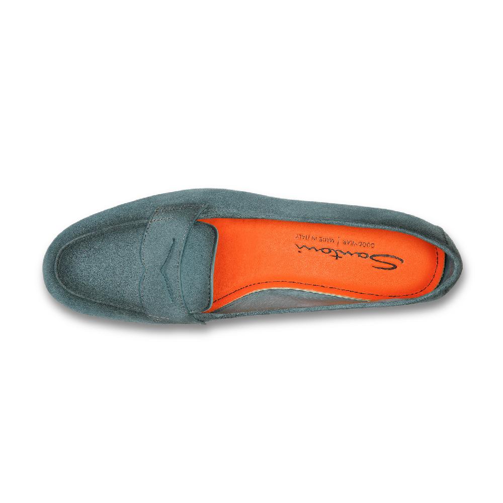 Santoni Mocassino Carla da donna in suede azzurro Spedizione Gratuita