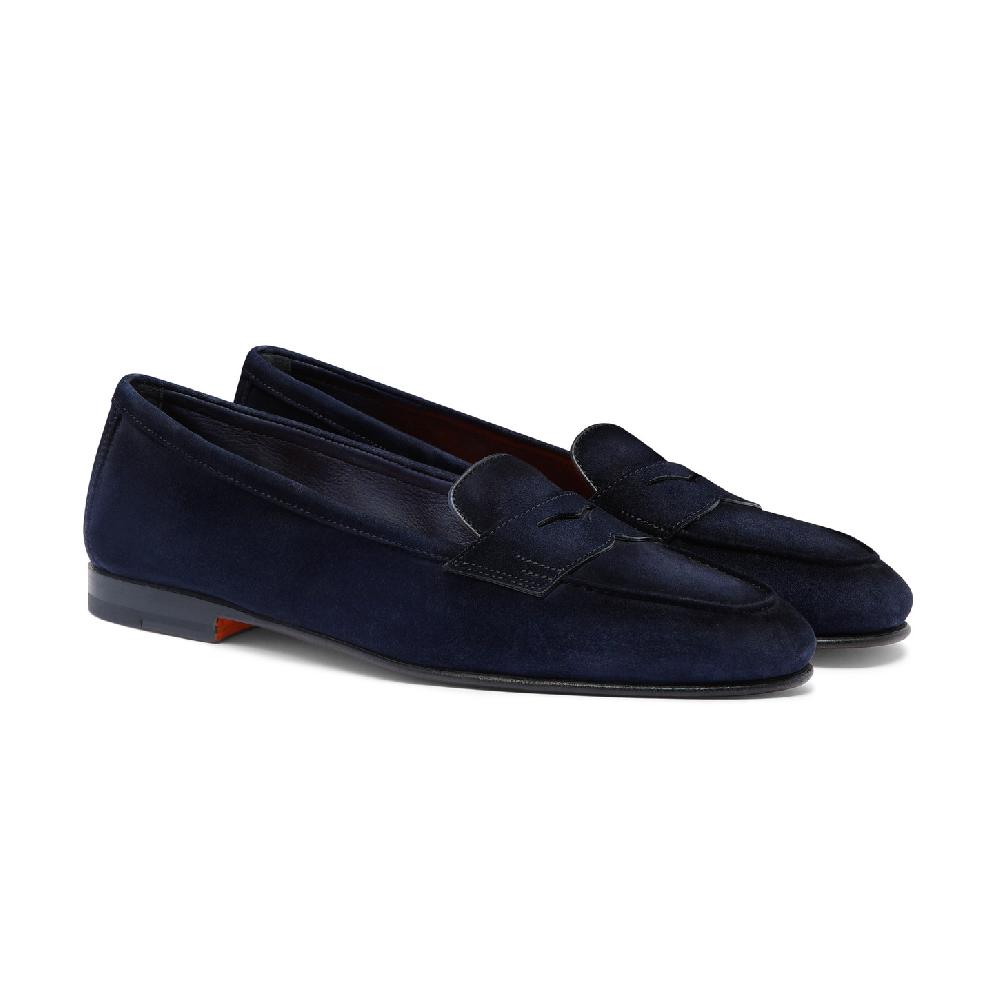 Santoni Mocassino Carla da donna in suede blu Pezzi Unici