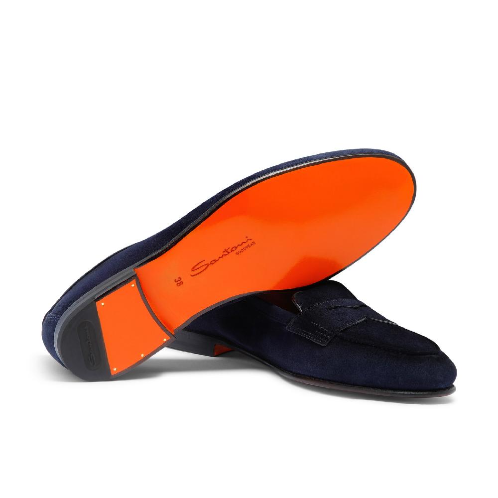 Santoni Mocassino Carla da donna in suede blu Pezzi Unici