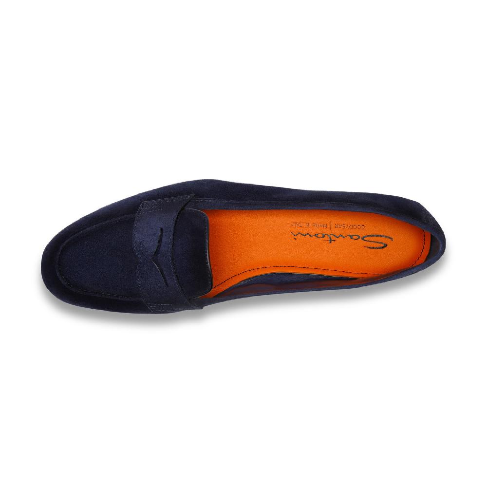 Santoni Mocassino Carla da donna in suede blu Pezzi Unici