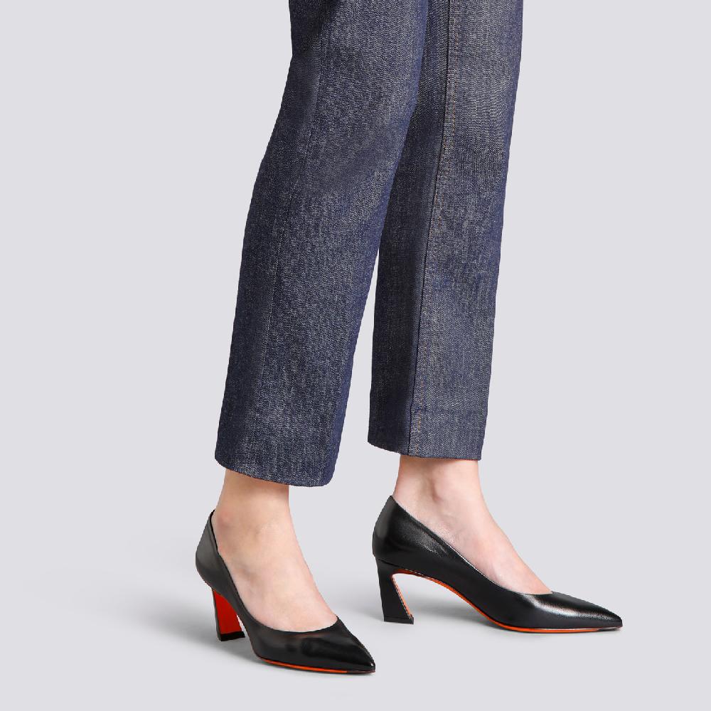 Santoni Décolletés tacco medio da donna in pelle nera Soddisfazione Garantita