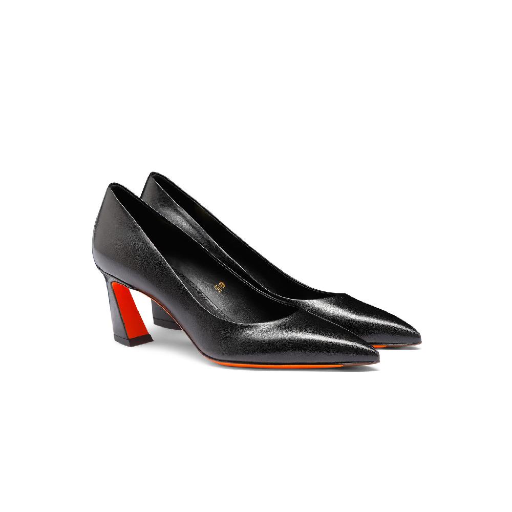 Santoni Décolletés tacco medio da donna in pelle nera Soddisfazione Garantita