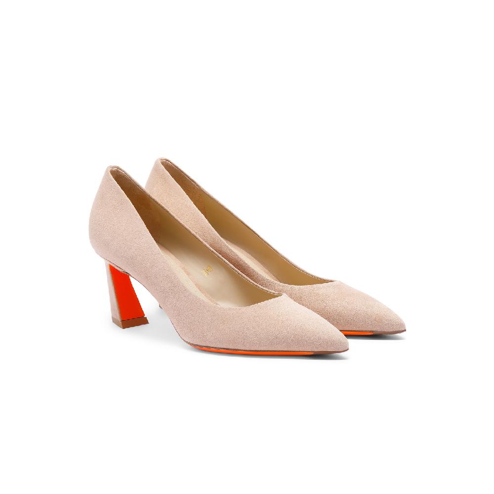 Santoni Décolletés tacco medio da donna in suede rosa Qualità Garantita
