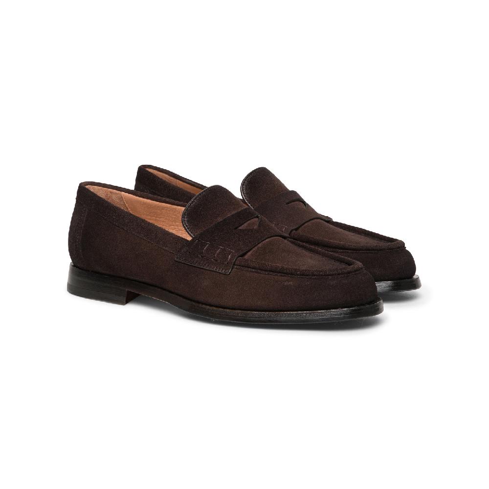 Santoni Mocassino penny da donna in suede testa di moro Consegna Veloce