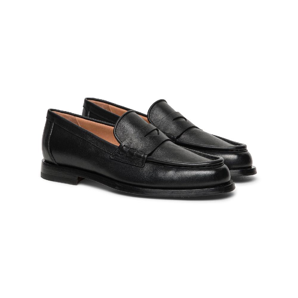 Santoni Mocassino penny da donna in pelle nera Promozione Limitata