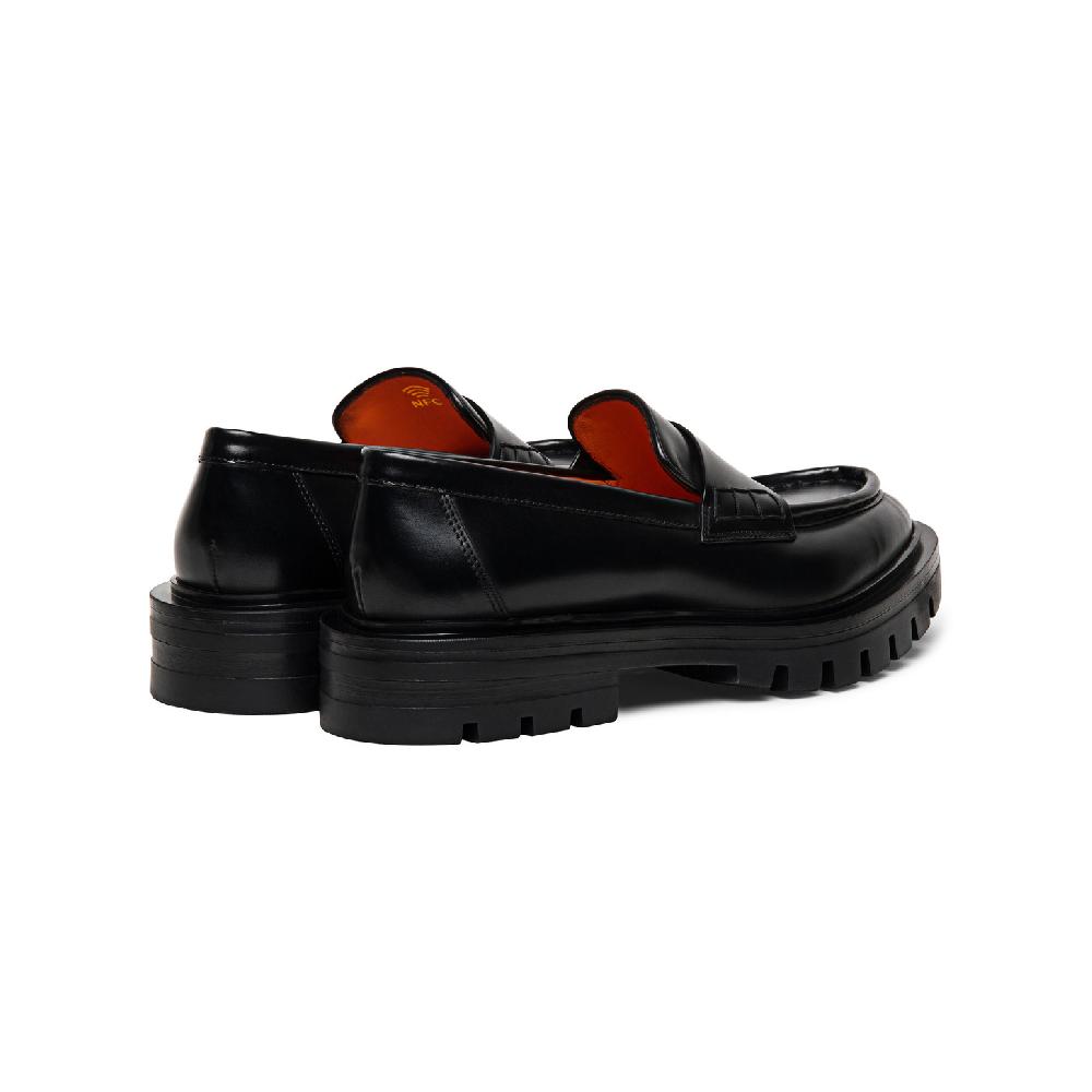 Santoni Mocassino penny da donna in pelle anticata nera Fino Al -60%