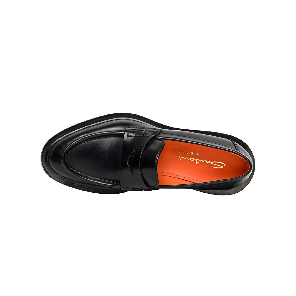 Santoni Mocassino penny da donna in pelle anticata nera Fino Al -60%