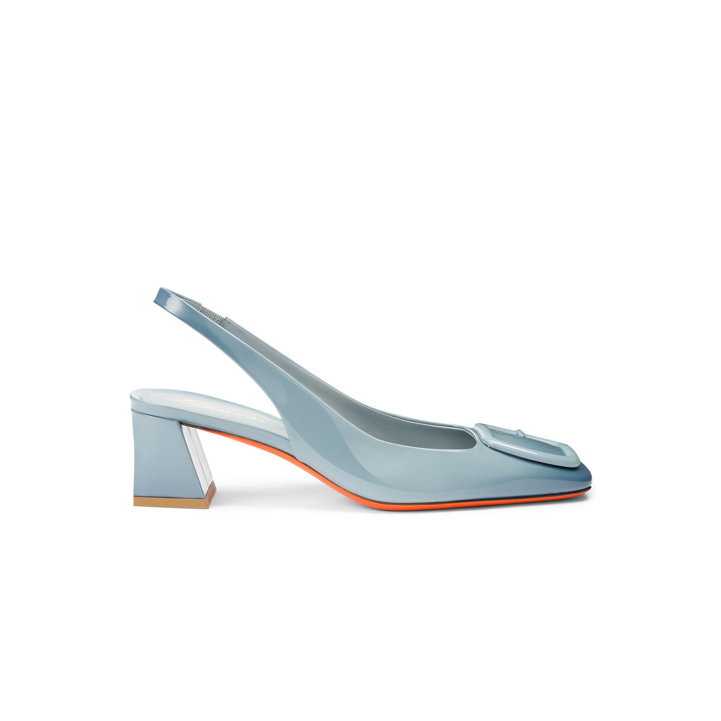 Santoni Slingback tacco medio da donna in vernice azzurra Affare Del Giorno