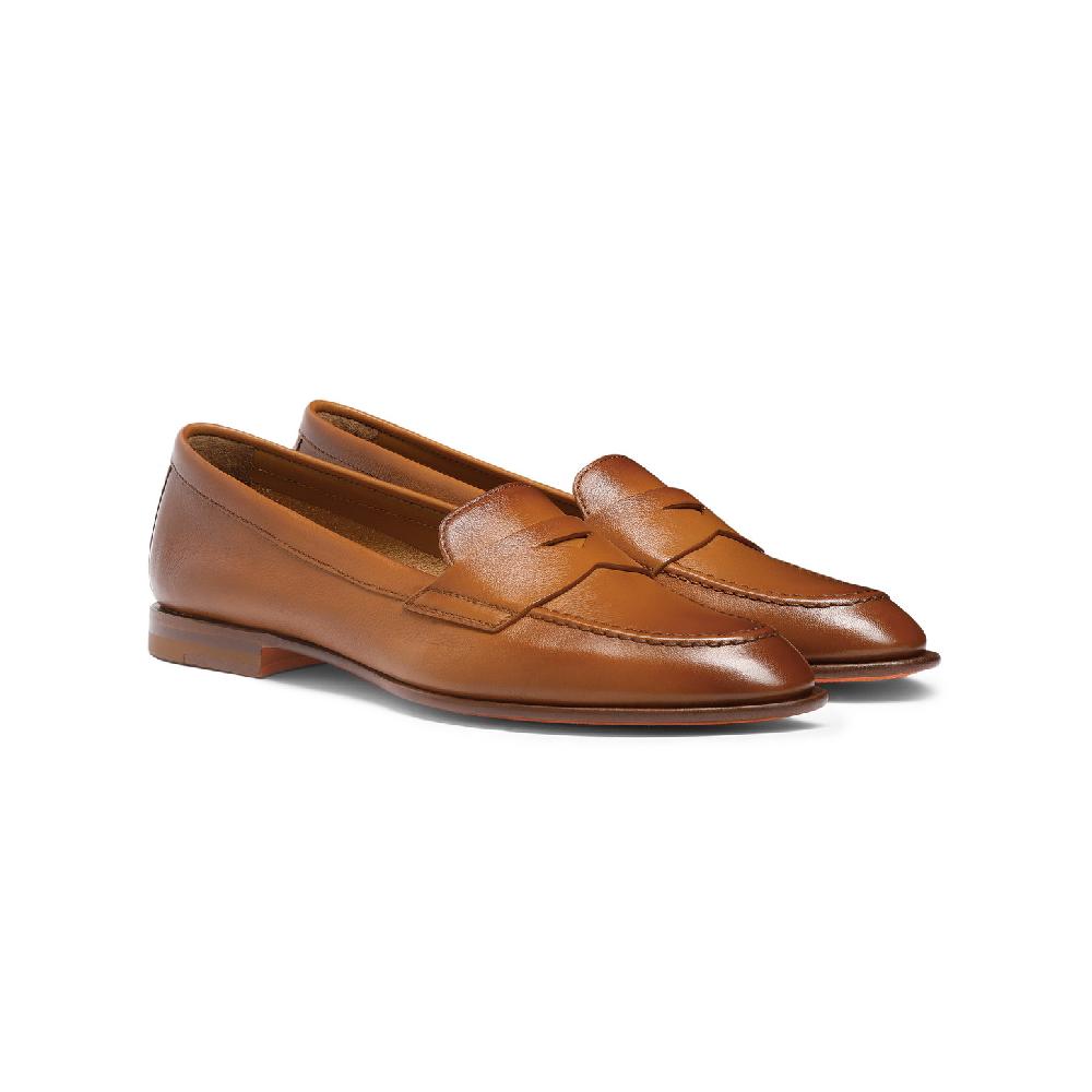 Santoni Mocassino penny da donna in pelle marrone Presa
