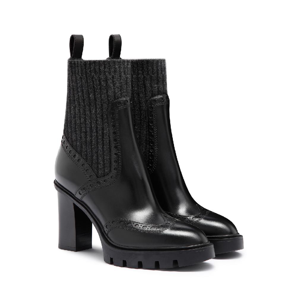 Santoni Stivaletto tacco alto da donna in pelle nera Offerta