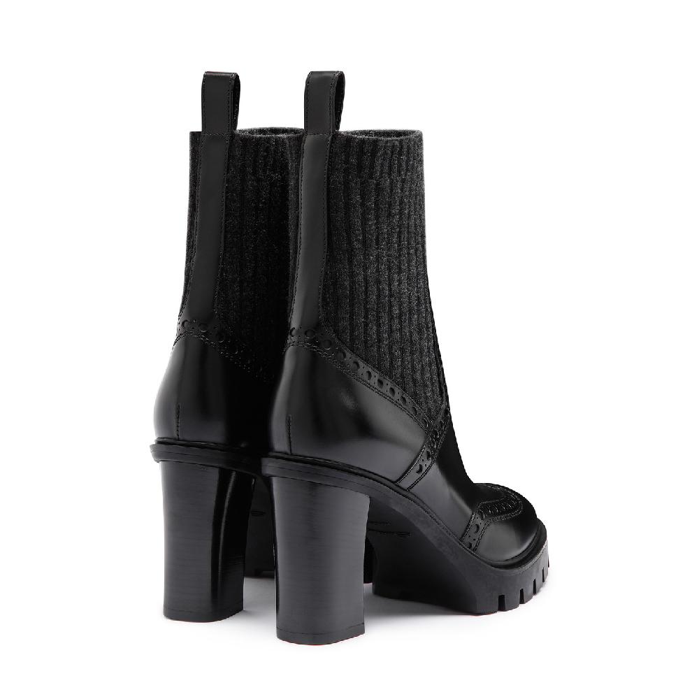 Santoni Stivaletto tacco alto da donna in pelle nera Offerta