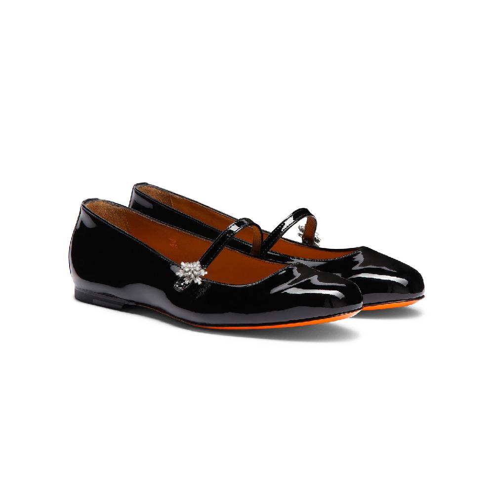Santoni Ballerina da donna in vernice nera Economico