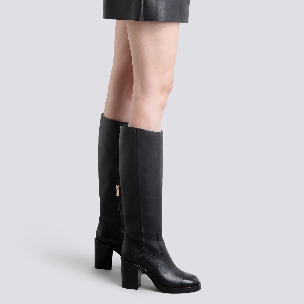 Santoni Stivale tacco alto da donna in pelle nera Online