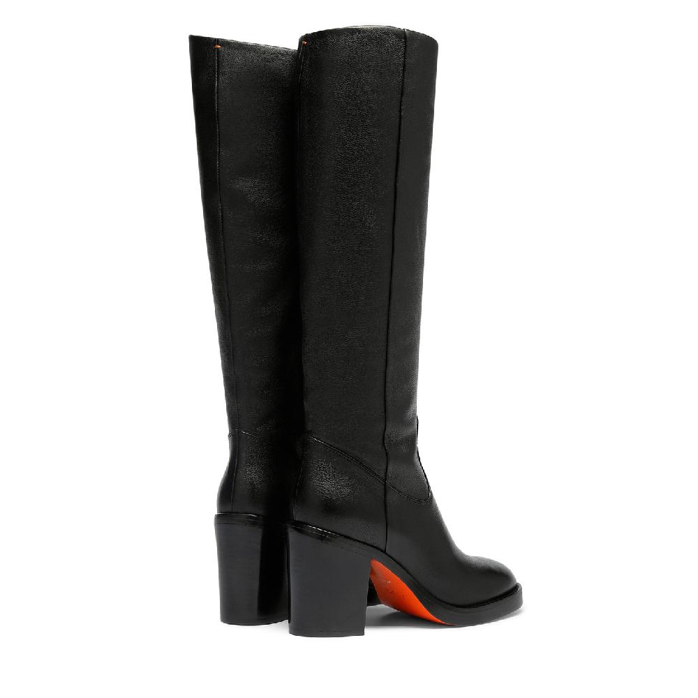Santoni Stivale tacco alto da donna in pelle nera Online
