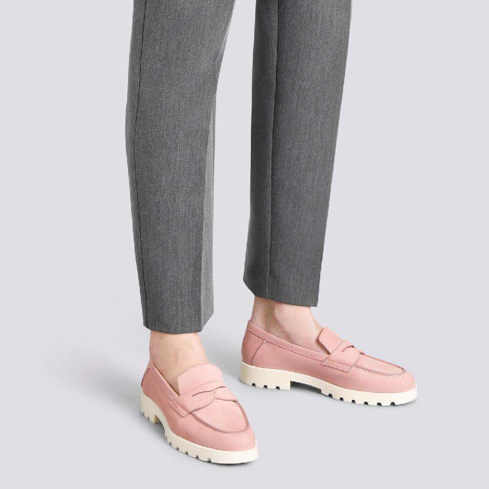 Santoni Mocassino penny da donna in nabuk rosa Outlet