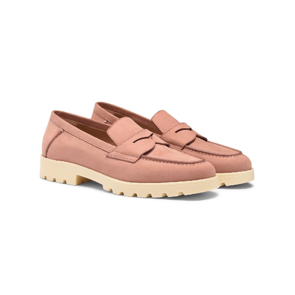 Santoni Mocassino penny da donna in nabuk rosa Outlet