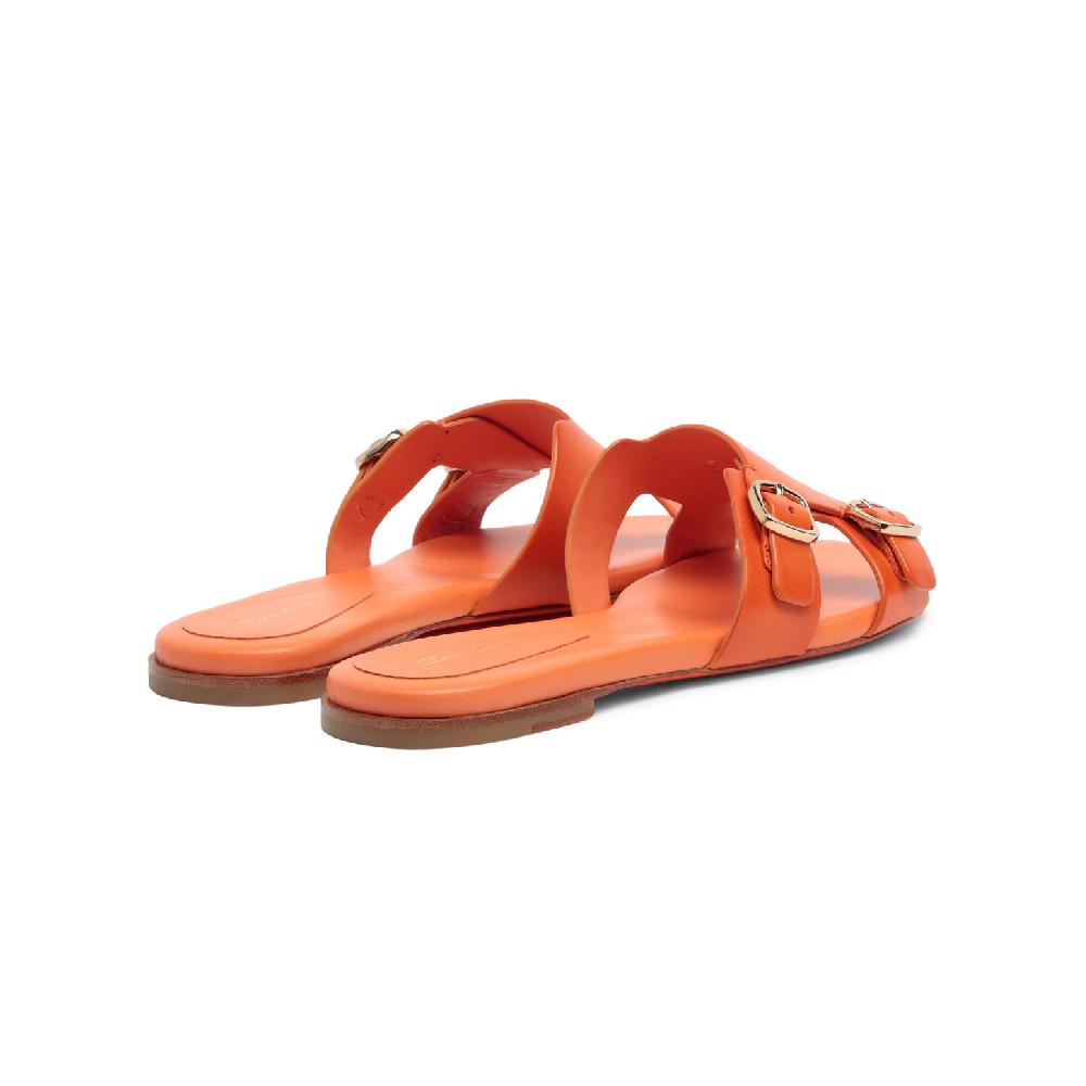 Santoni Sandalo slide con doppia fibbia in pelle arancione Saldi