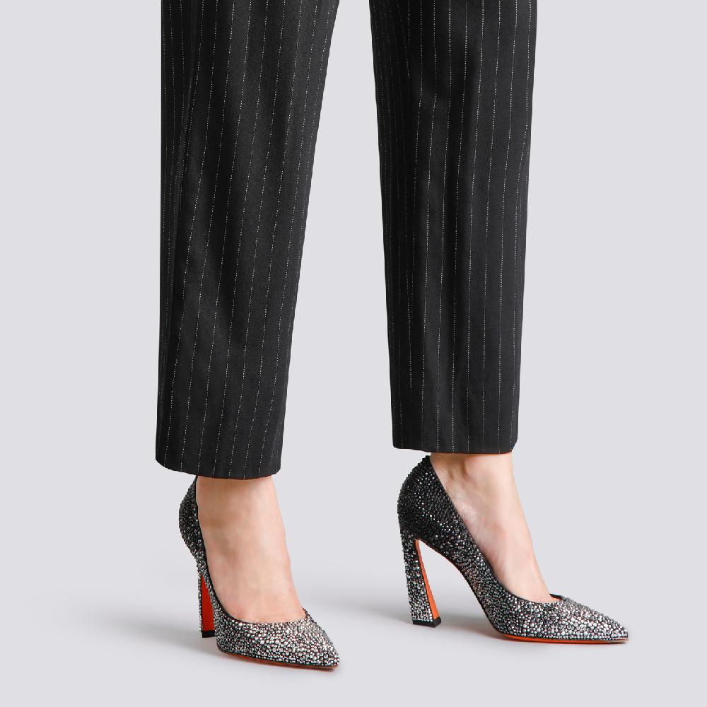 Santoni Décolletés tacco alto Santoni Sibille da donna in suede e strass neri Vendita Calda