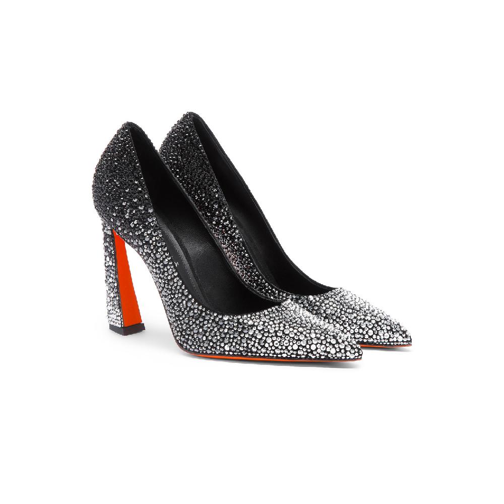 Santoni Décolletés tacco alto Santoni Sibille da donna in suede e strass neri Vendita Calda