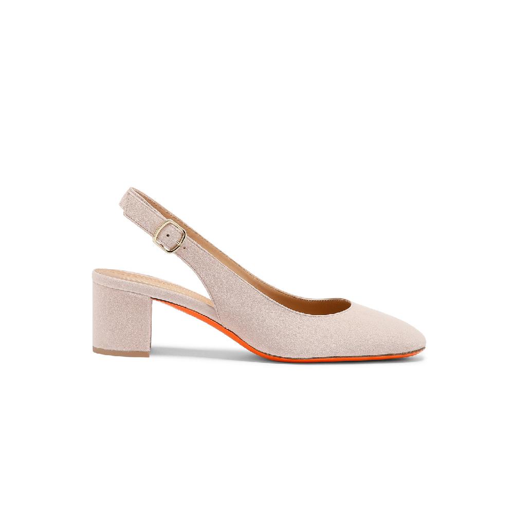 Santoni Slingback tacco basso da donna in suede rosa Vendita Economica