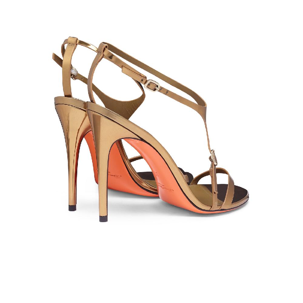 Santoni Sandalo tacco alto da donna in materiale specchiato oro I Più Venduti