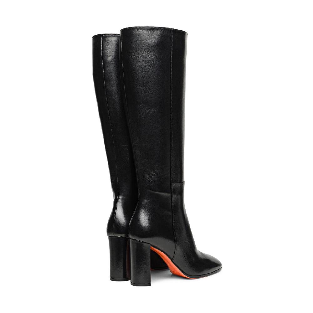 Santoni Stivale tacco alto da donna in pelle nera Vendite Flash