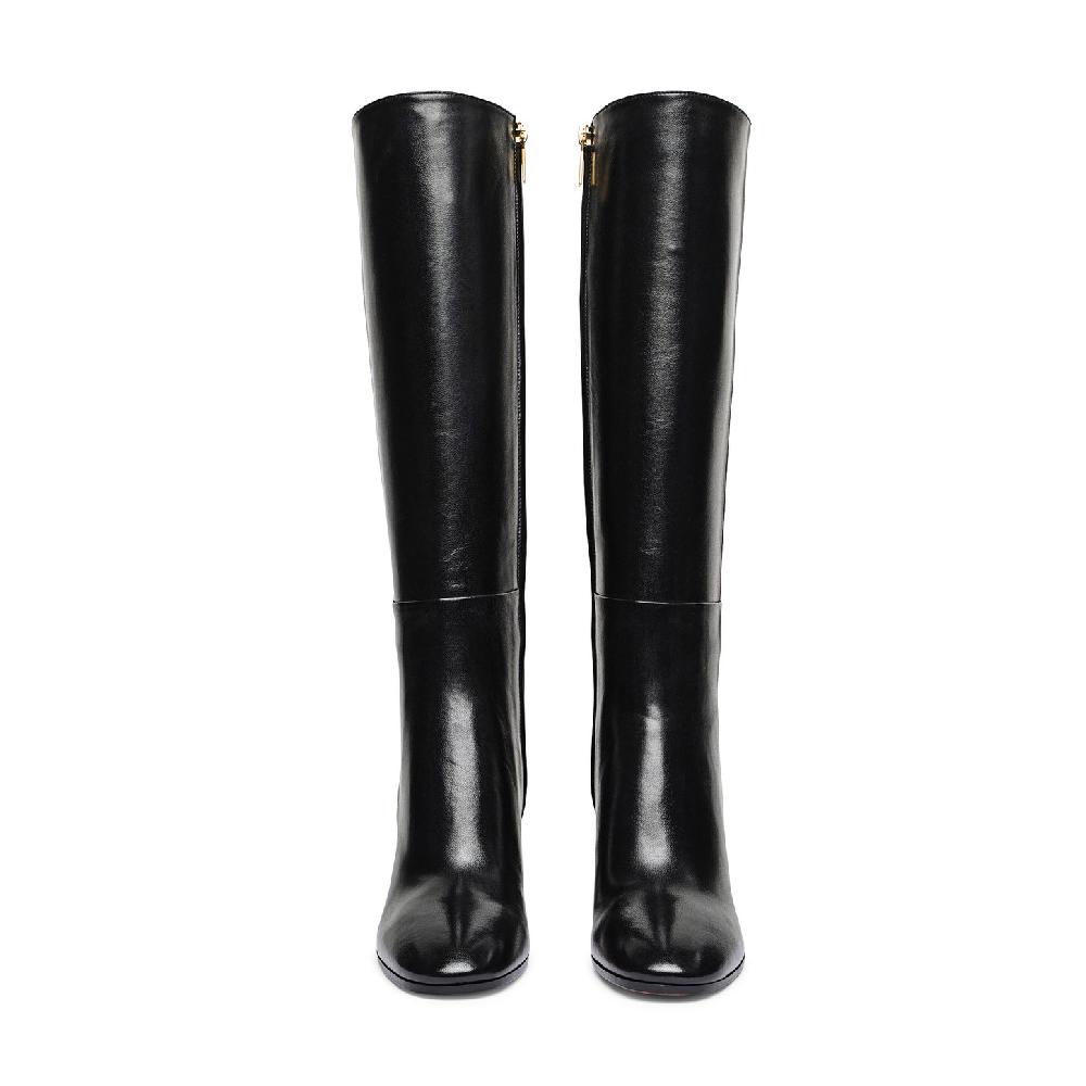 Santoni Stivale tacco alto da donna in pelle nera Vendite Flash