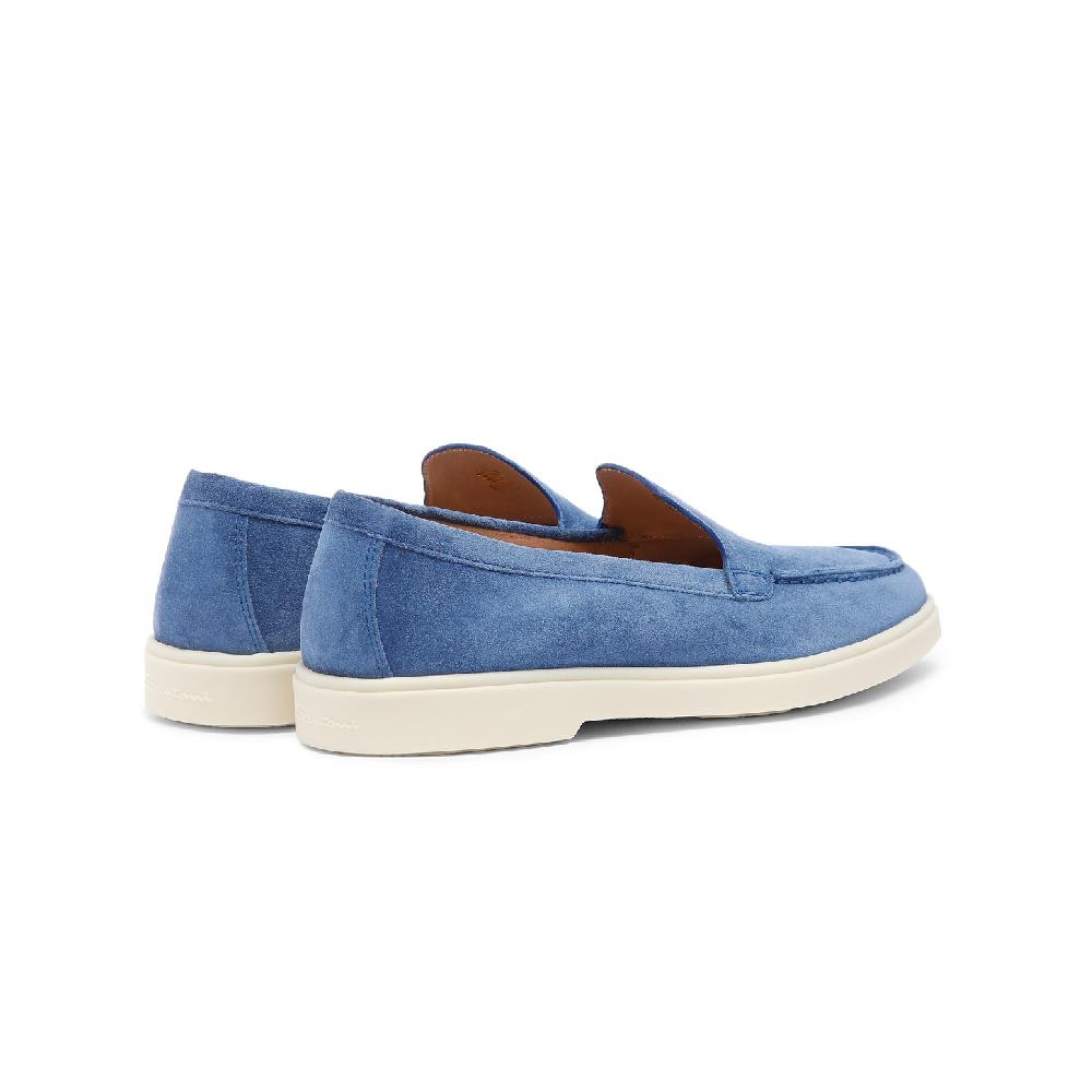 Santoni Mocassino da donna in suede blu In Saldo