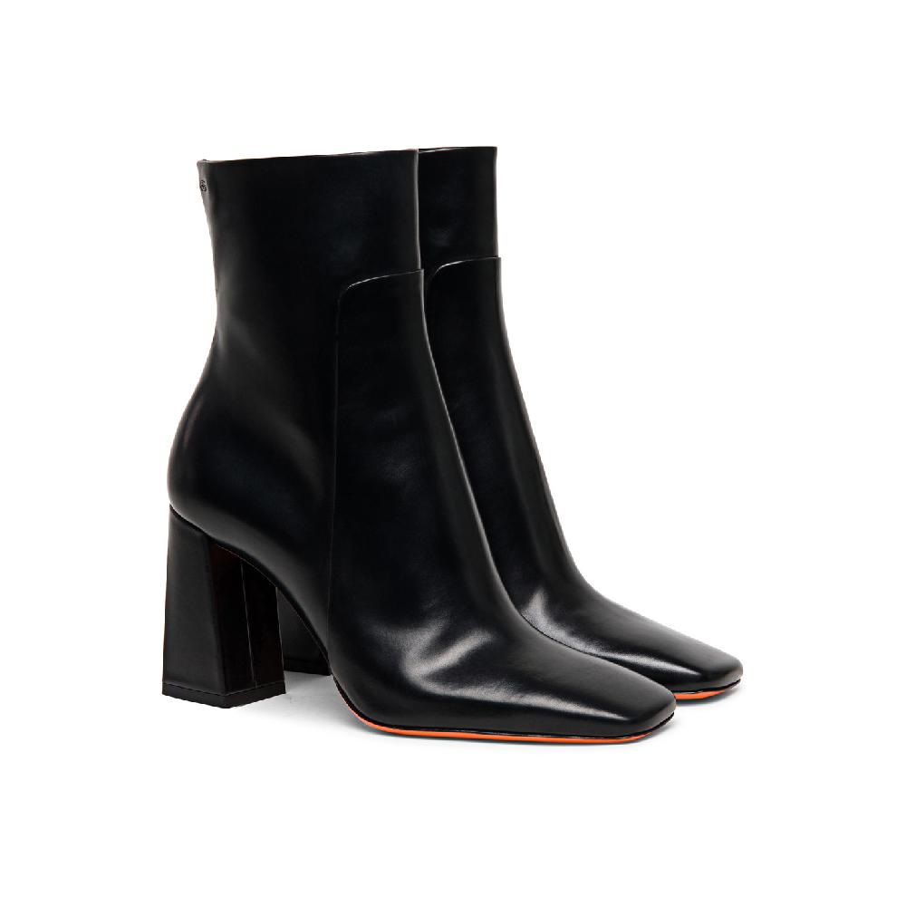 Santoni Stivaletto tacco alto da donna in pelle anticata nera Moda