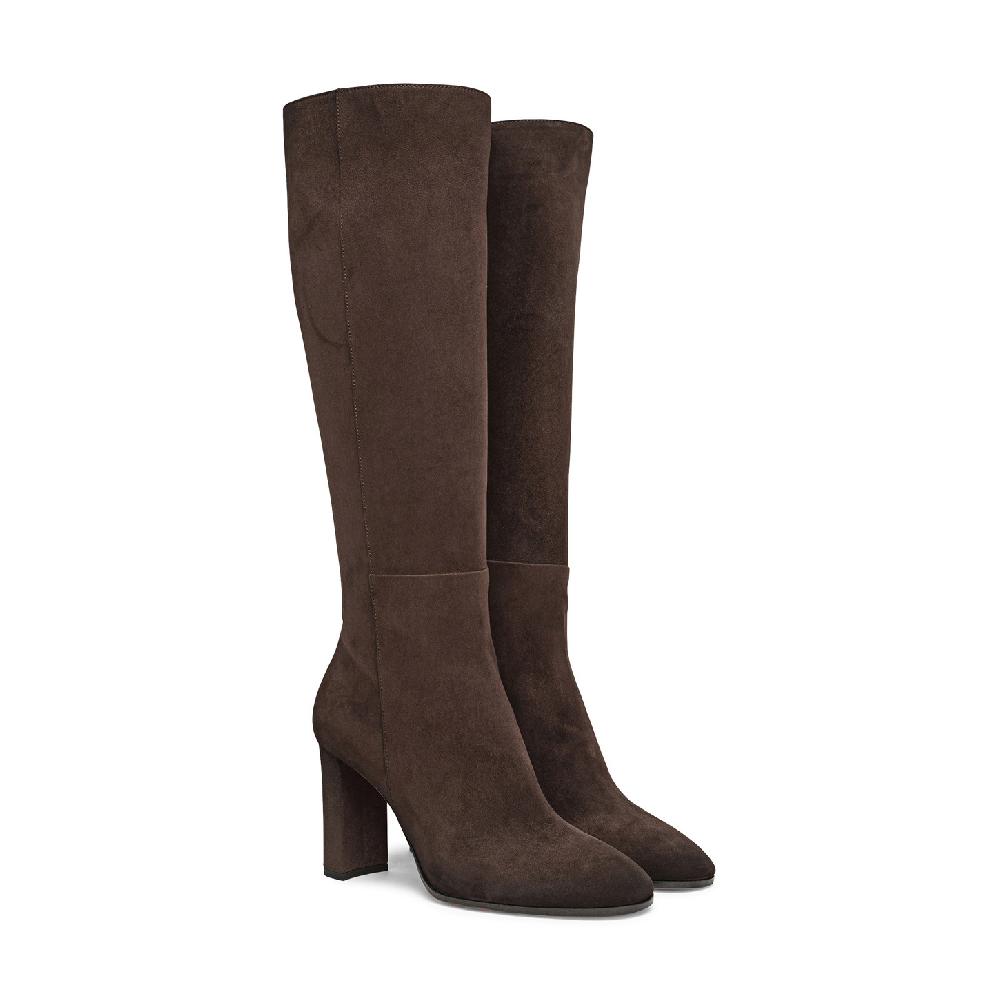 Santoni Stivale tacco alto da donna in suede testa di moro Italy
