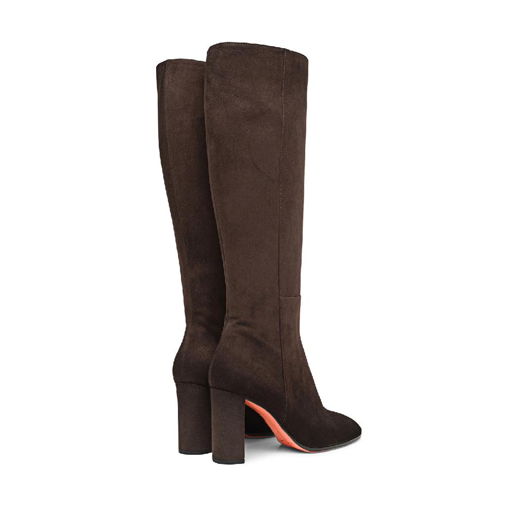 Santoni Stivale tacco alto da donna in suede testa di moro Italy