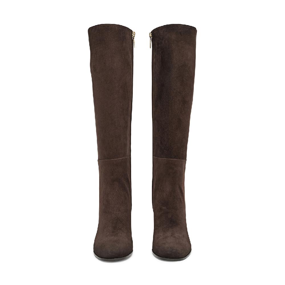 Santoni Stivale tacco alto da donna in suede testa di moro Italy
