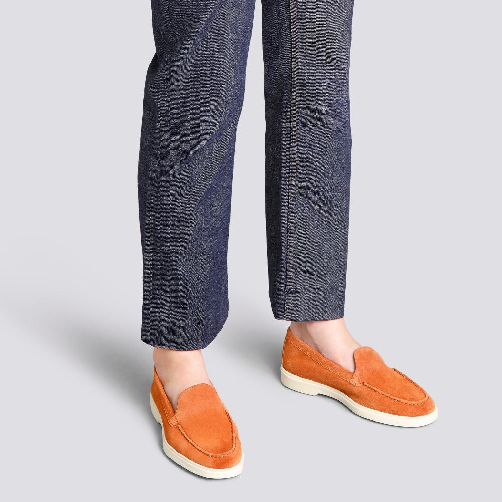 Santoni Mocassino da donna in suede arancione 2025