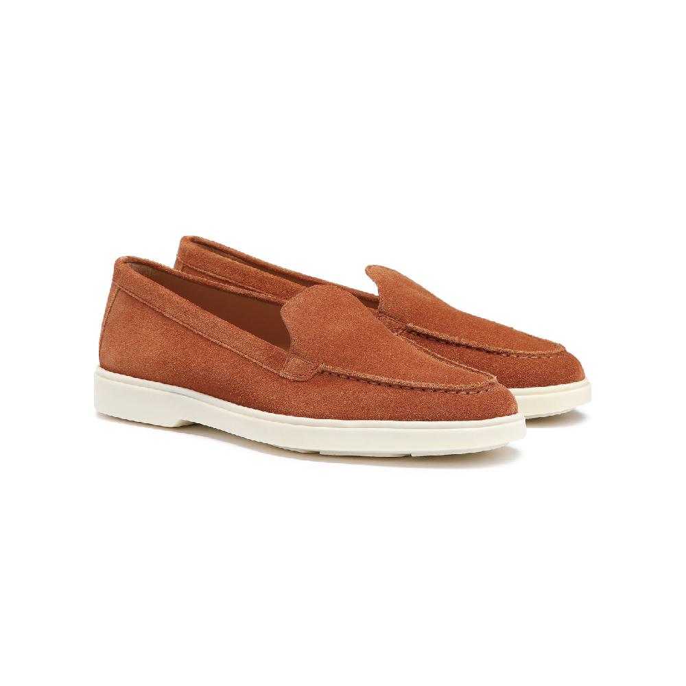 Santoni Mocassino da donna in suede arancione 2025