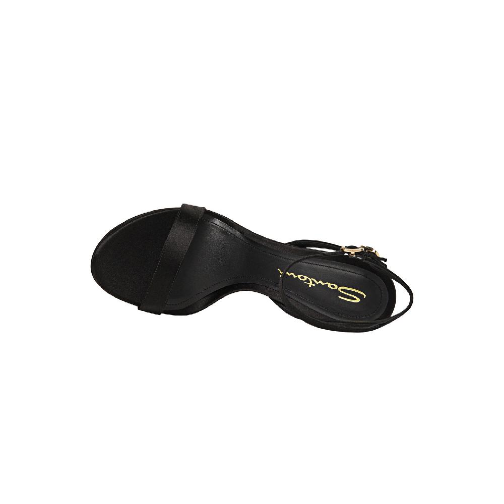 Santoni Sandalo tacco alto da donna in raso nero Vendita