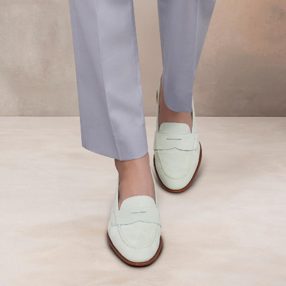 Santoni Mocassino penny da donna in nabuk azzurro Promozione