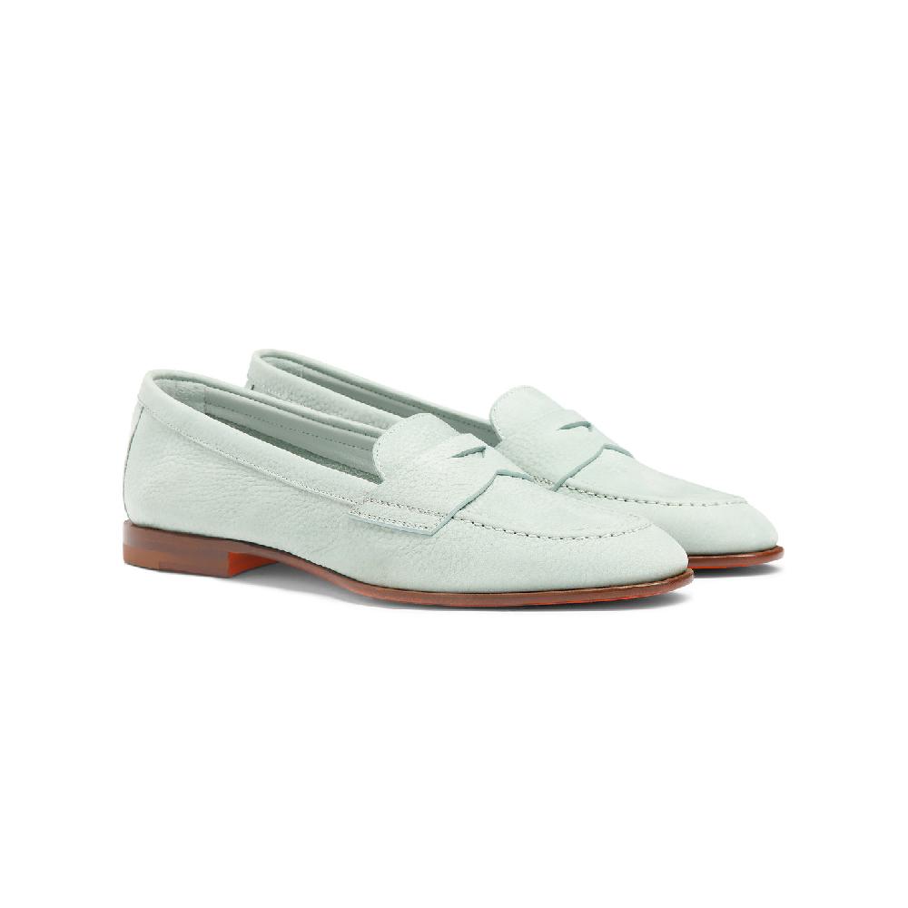 Santoni Mocassino penny da donna in nabuk azzurro Promozione