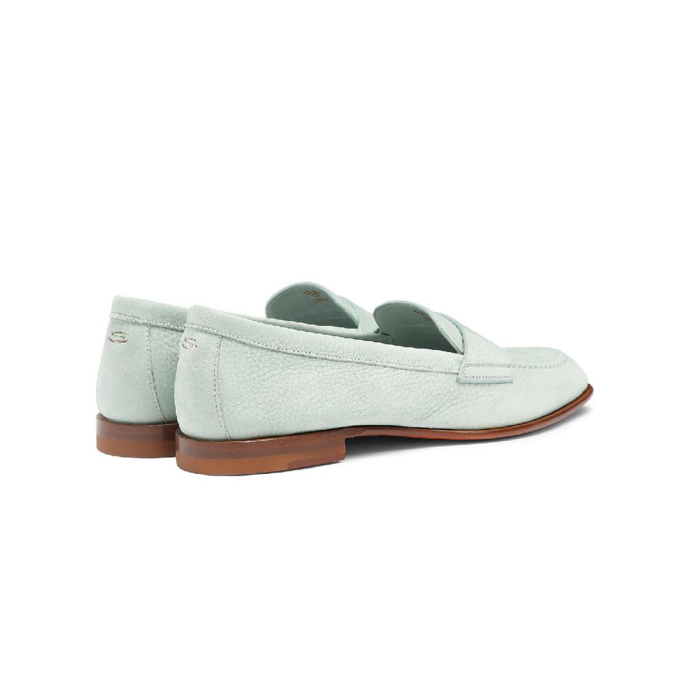 Santoni Mocassino penny da donna in nabuk azzurro Promozione